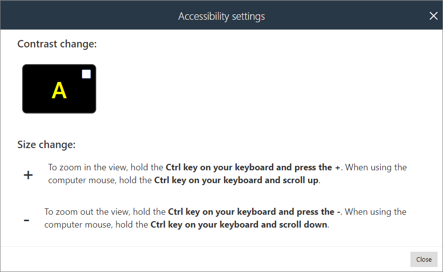 Accessibility settings