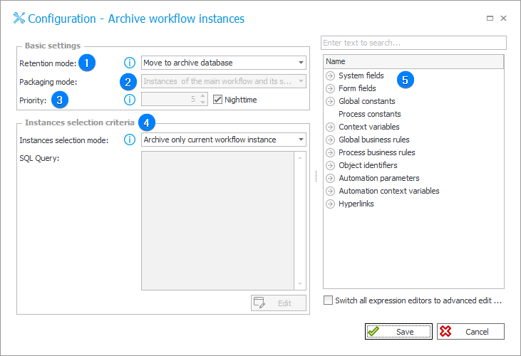 Archive workflow instances