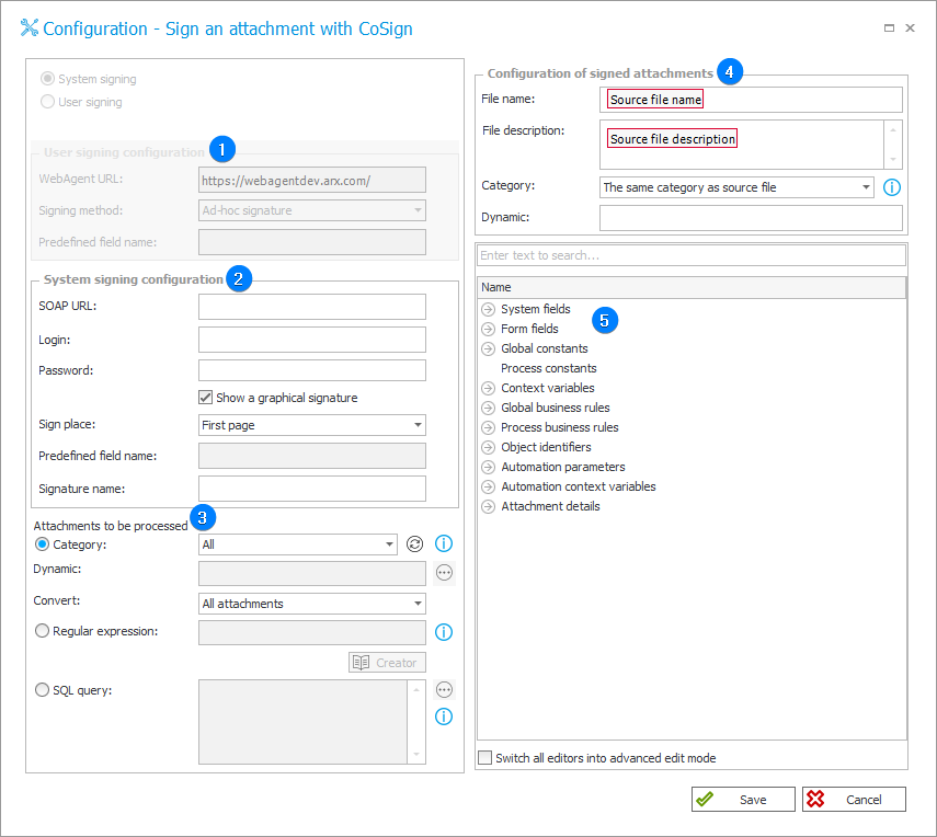 Sign an attachment with CoSign