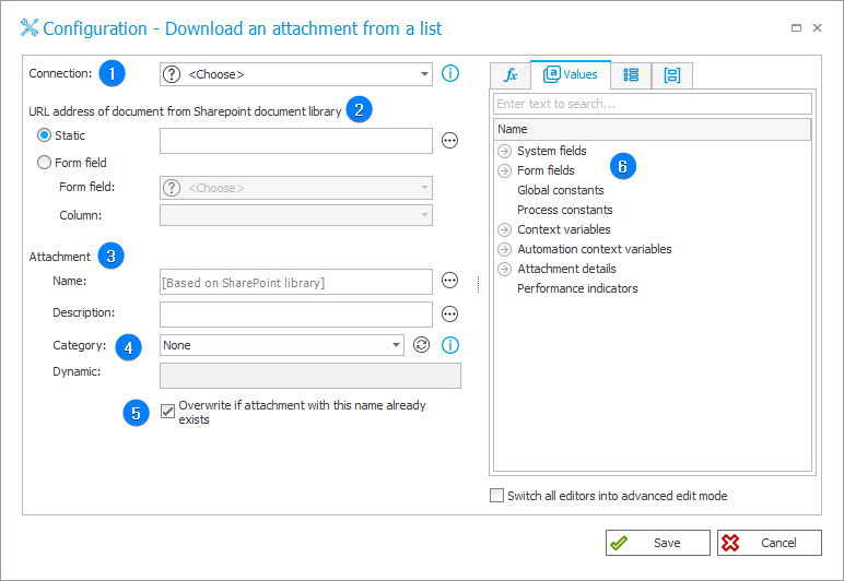 Download an attachment from a list