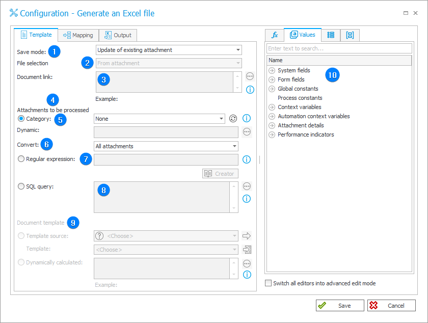 Generate an Excel file