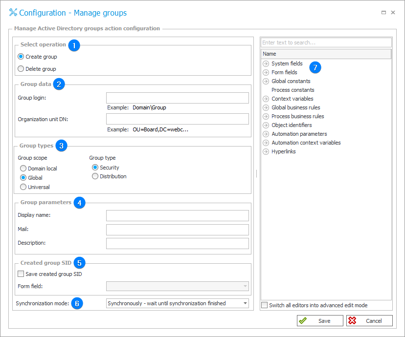 Manage groups