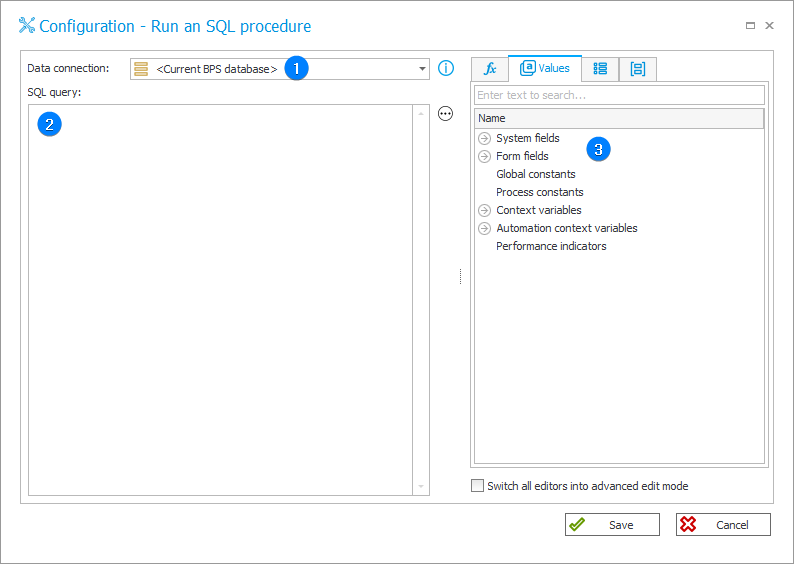 Run an SQL procedure