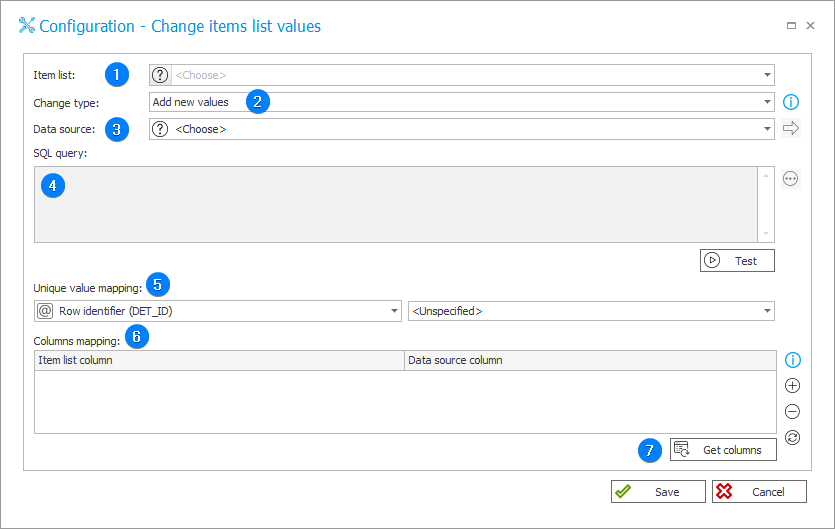 Change item list values