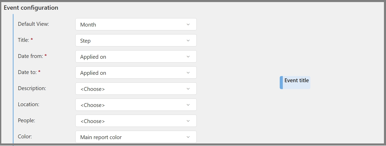 Calendar view configuration