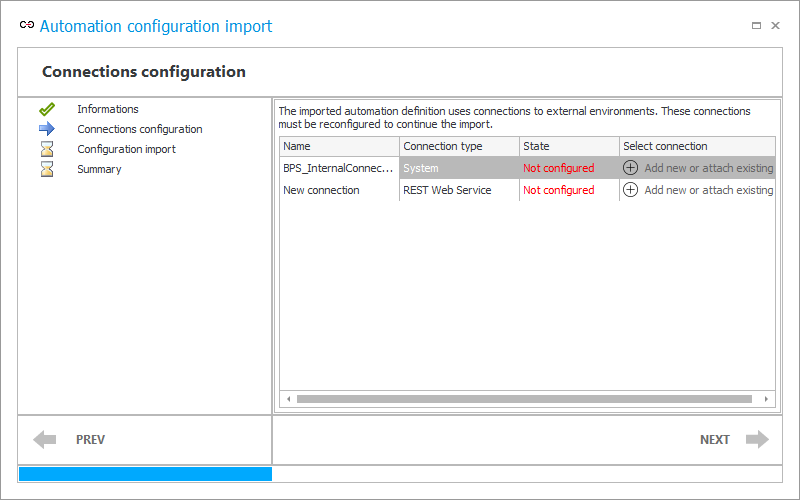 Connection configuration