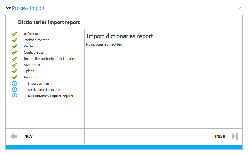 Dictionaries import report