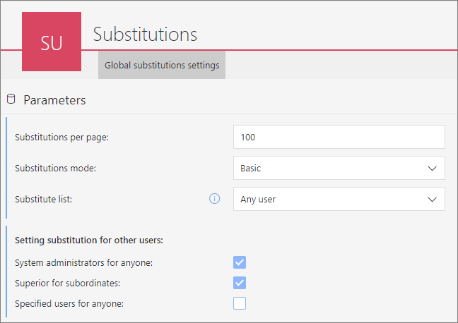 Global substitution settings