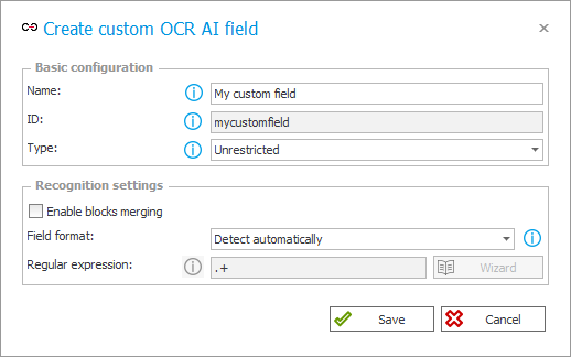Create custom OCR AI field