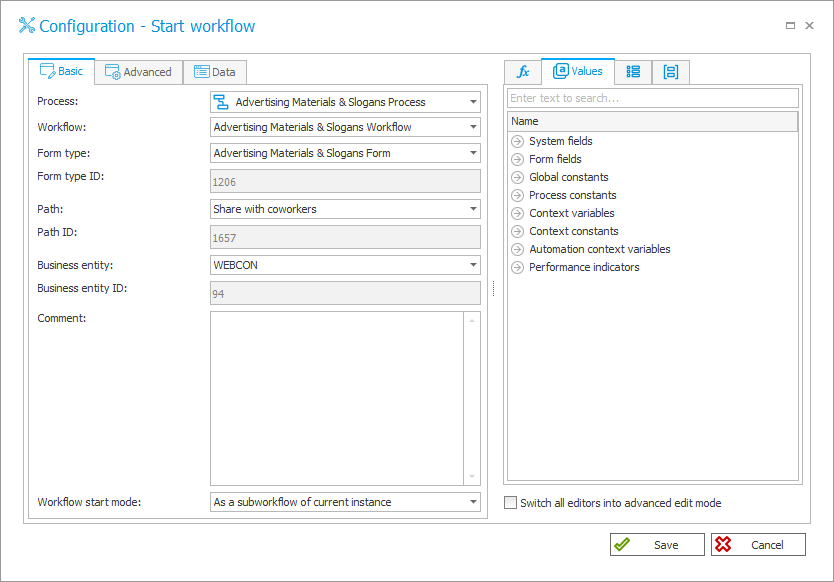 Start a subworkflow