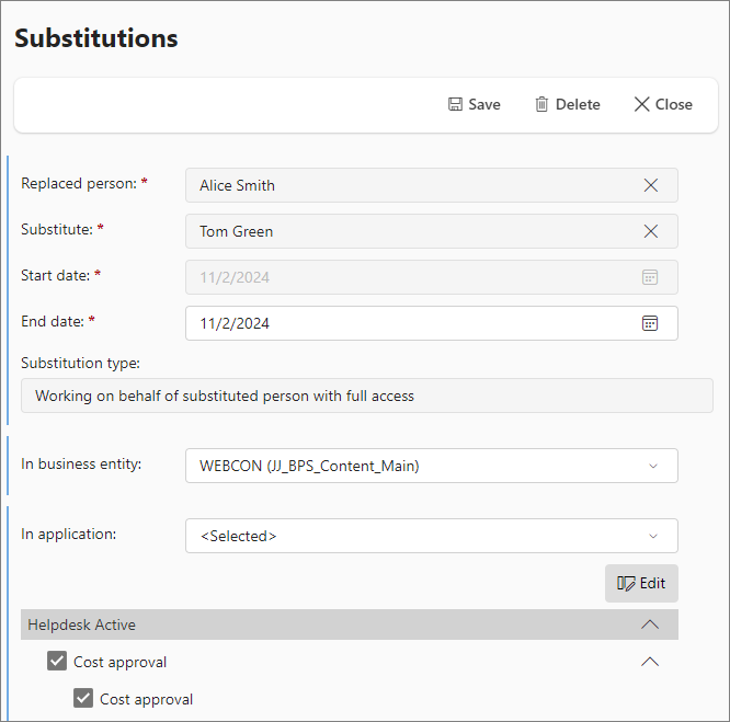 Working on behalf of substituted person