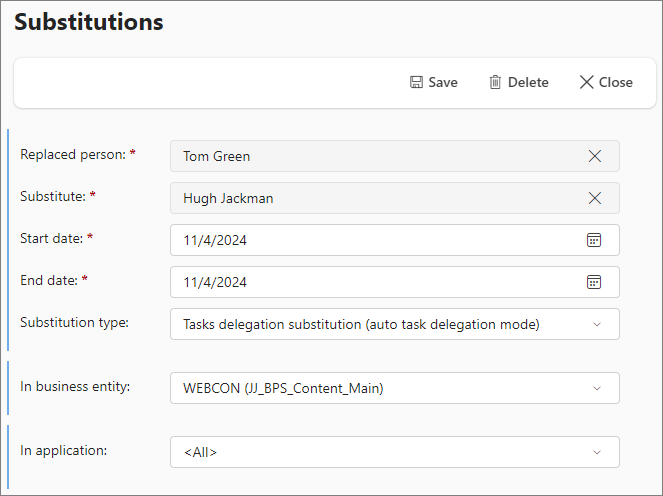 Task delegation substitution