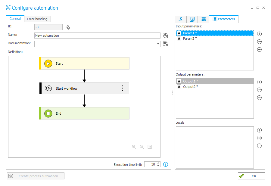 Automation parameters