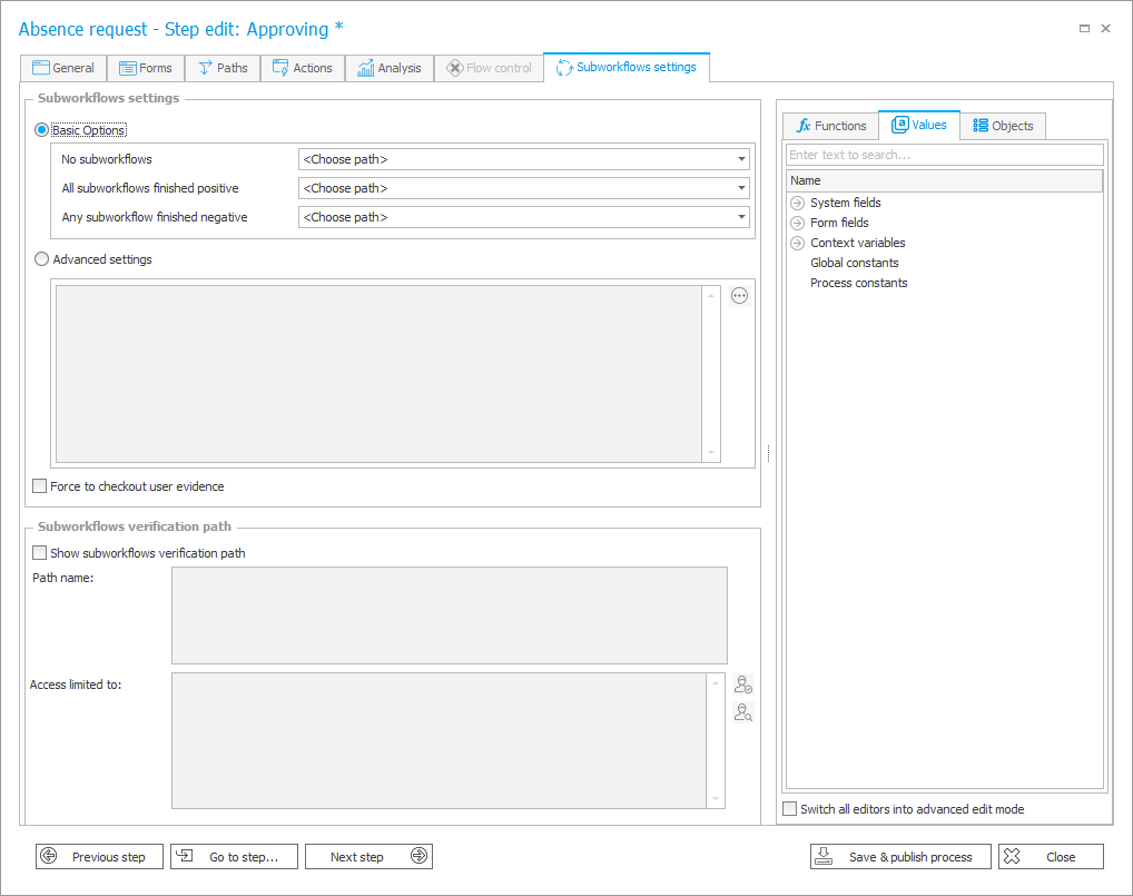 Subworkflows settings