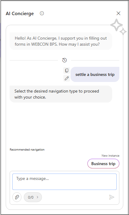 AI Concierge reccomends creating a new instance