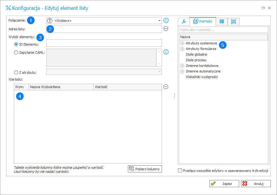 Edytuj element listy