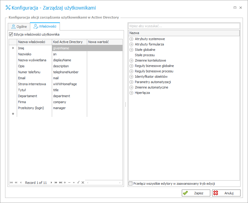 Zarządzaj użytkownikami_Właściwości
