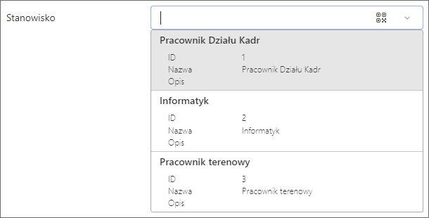 Wybór z autouzupełnianiem