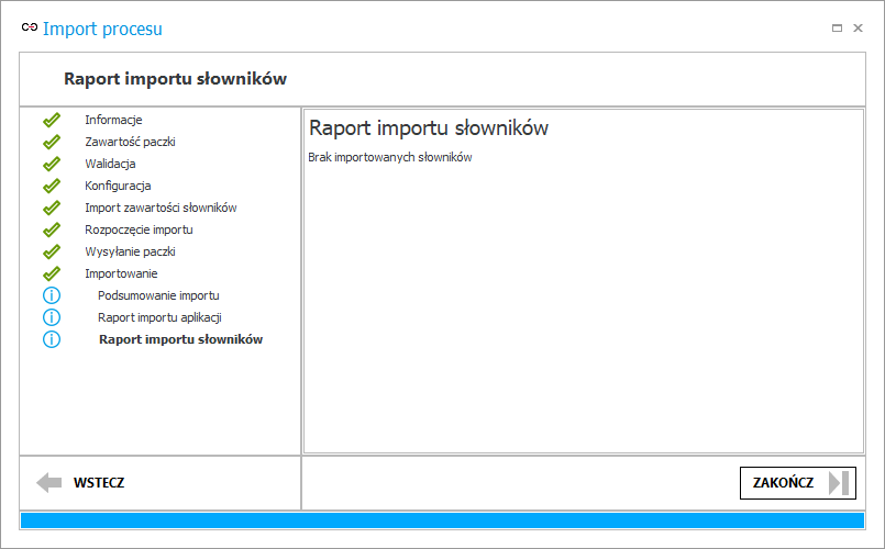 Raport importu słowników