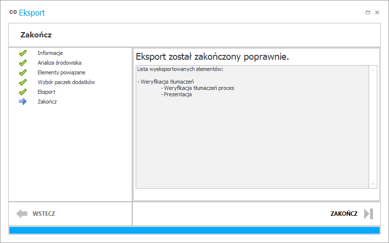 Zakończenie eksportu