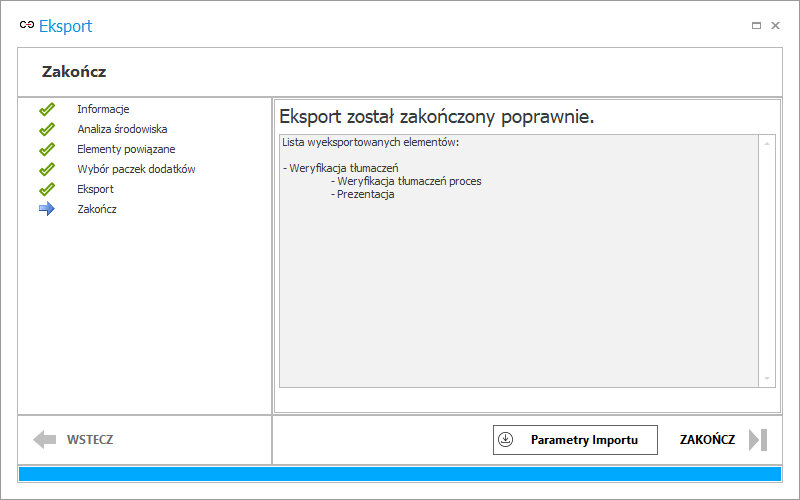 Zakończenie eksportu
