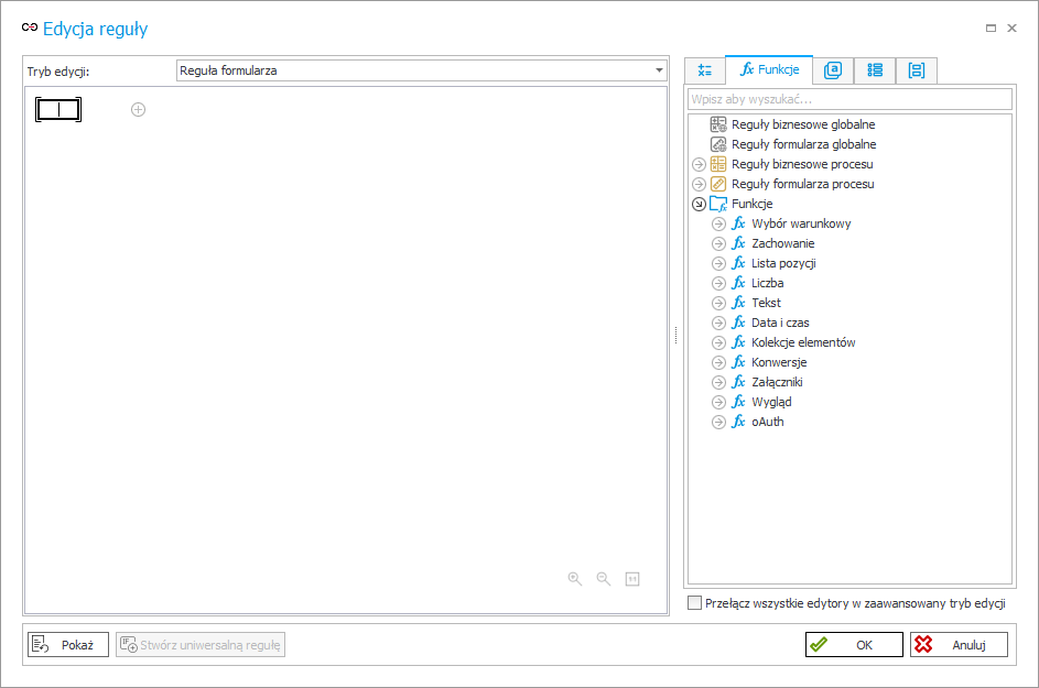 Edycja reguły formularza