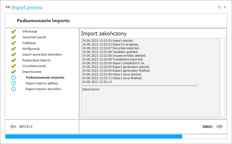 Podsumowanie importu