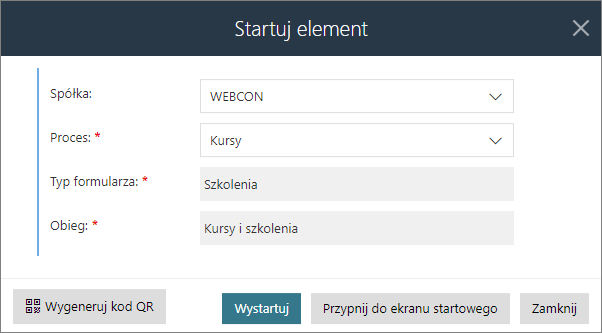 Startuj element