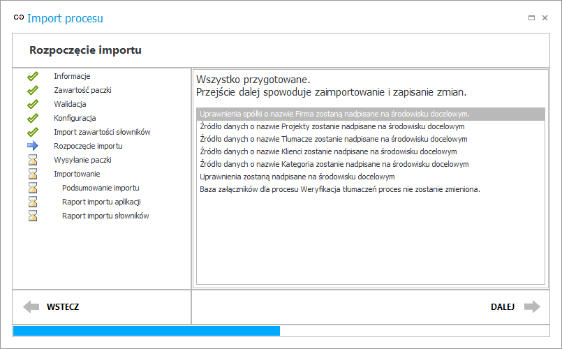 Rozpoczęcie importu