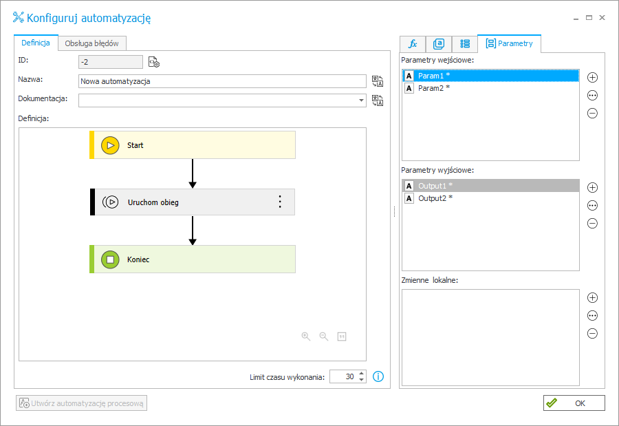 Parametry automatyzacji