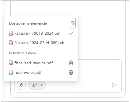Dodawanie załączników w oknie wiadomości AI Concierge