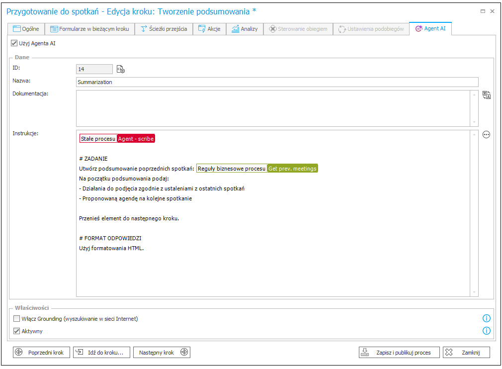 Agent podsumowujący spotkania