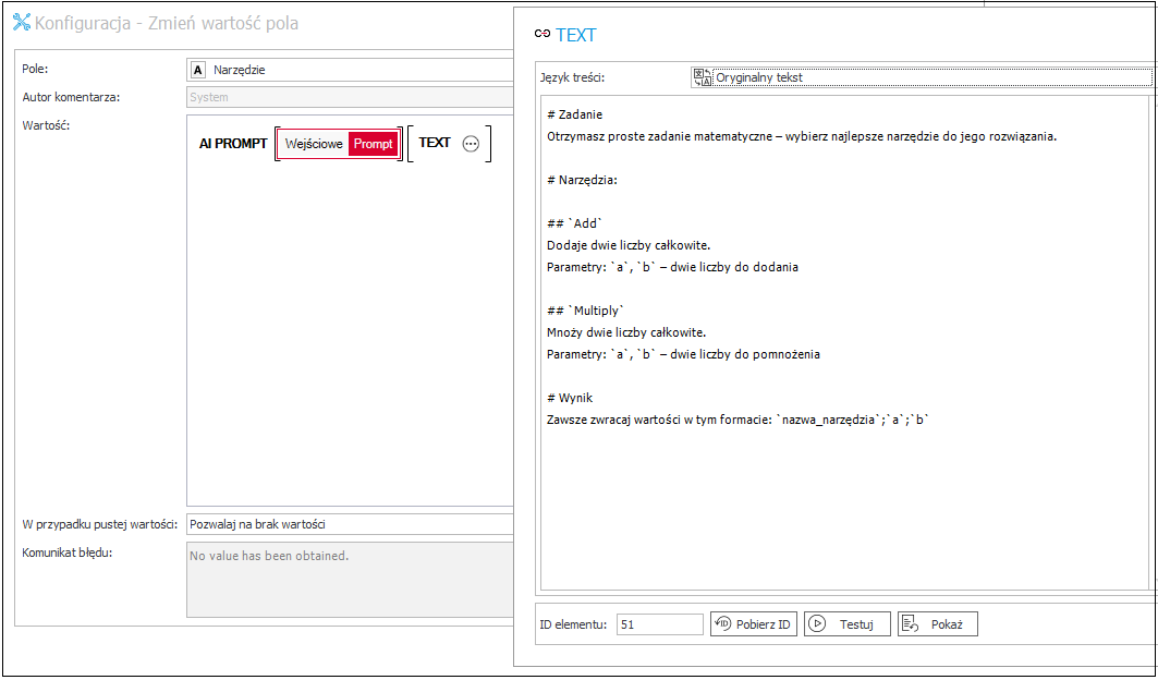 Wybór narzędzia - AI PROMPT