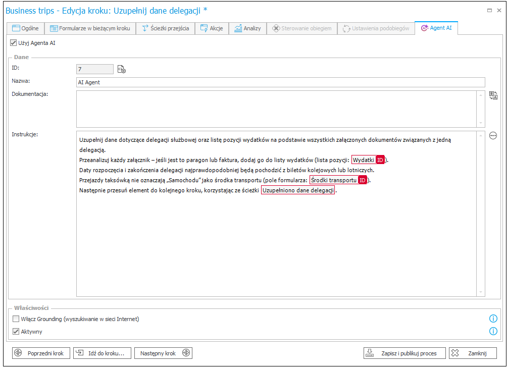 using objects identifiers in AI Agent instructions